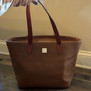 Dooney & Bourke Tan Leather Tote with Dark brown Handles